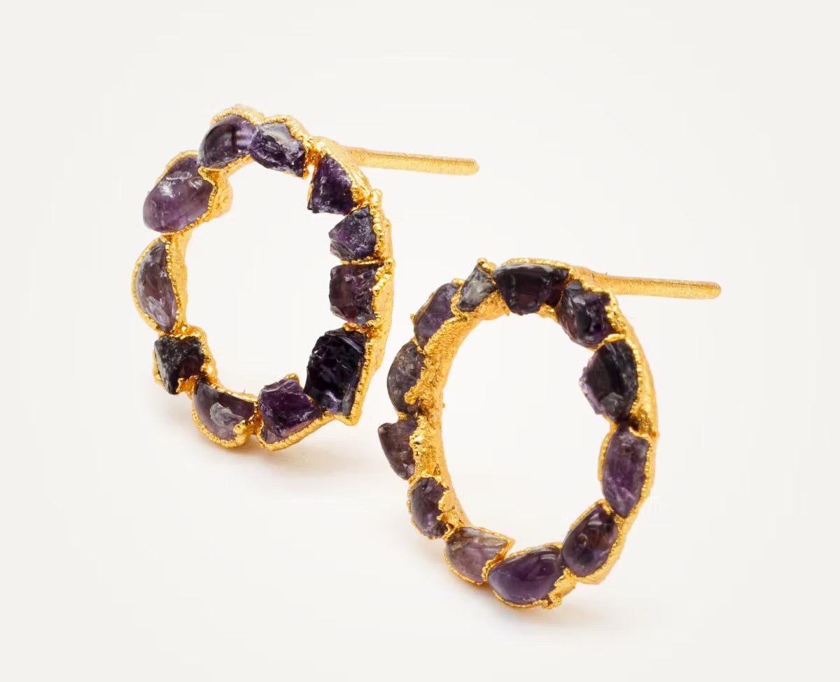Small Amethyst Crown Studs - FUSION Collection