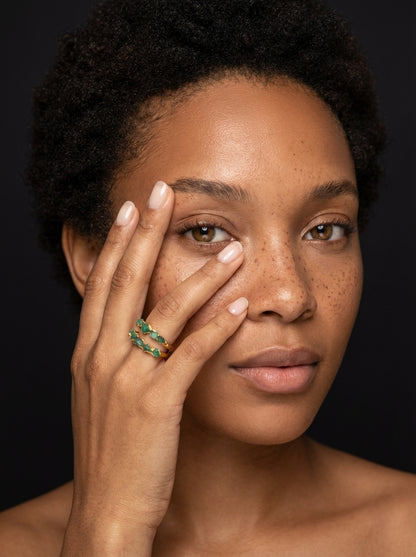 Double line emerald FUSION ring