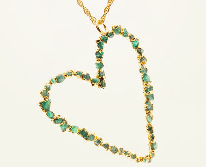 Large Emerald Heart Pendant Necklace - L'AMOUR Collection