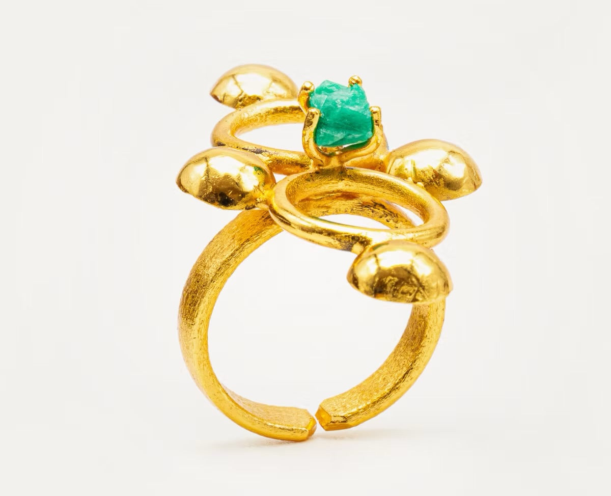 Anillo 4 balines soldado esmeralda