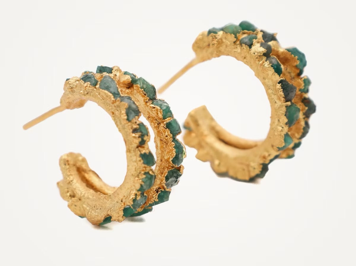 Emerald double-line hoop earring - FUSION Collection