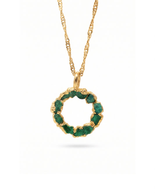 Small emerald crown pendant with chain - FUSION Collection