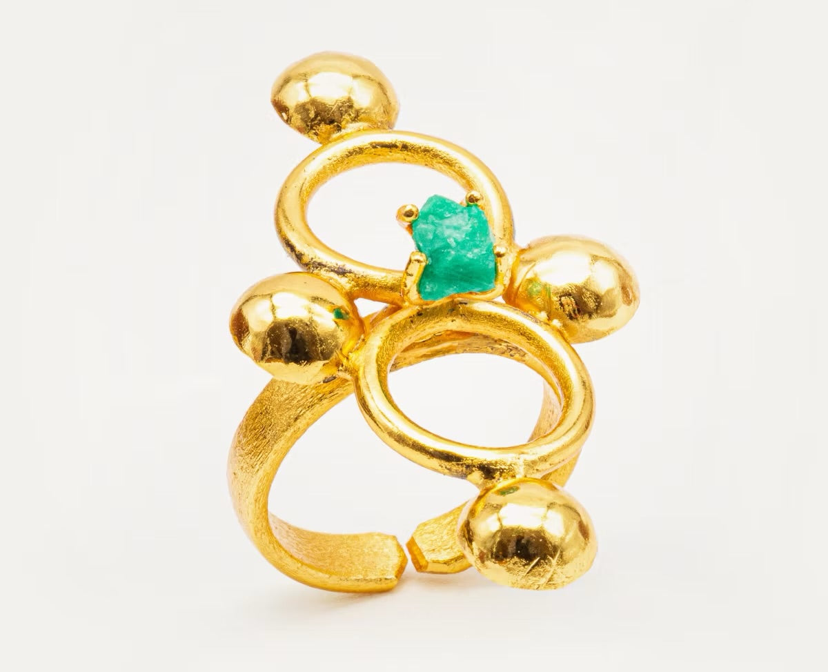 Anillo 4 balines soldado esmeralda