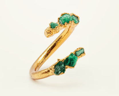 Anillo espiral 6 Esmeraldas - FUSIÓN Collection