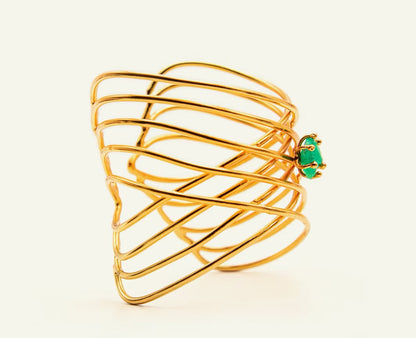 Brazalete grande Alambres Cruzados Esmeralda