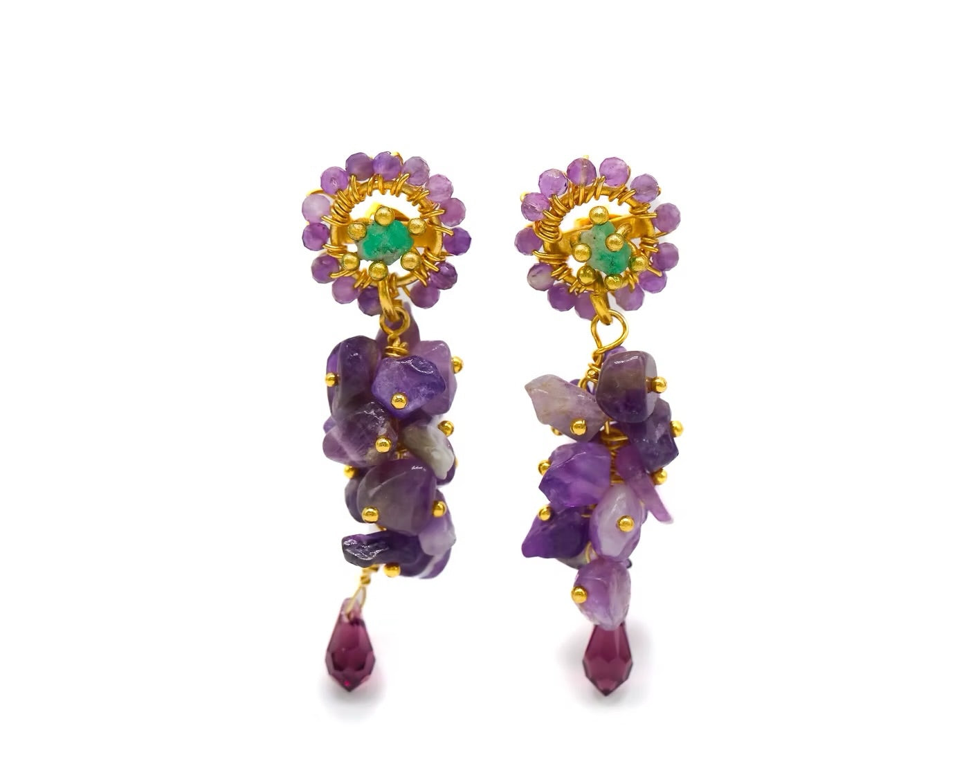 Replaceable Amethyst Stone Earring