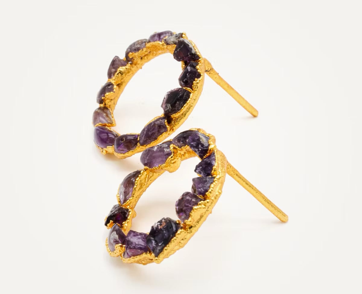 Small Amethyst Crown Studs - FUSION Collection