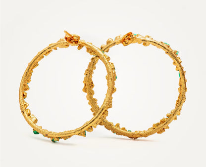 Medium Emerald Crown Stud Earrings - FUSION Collection