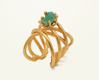 Anillo alambres cruzados Esmeralda