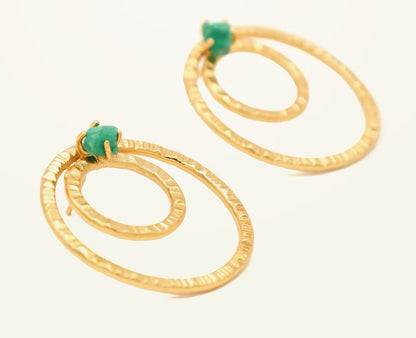Topo doble círculo martillado esmeralda