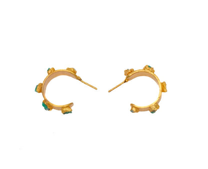 Medium Flat Hoop Earrings 7 Emeralds
