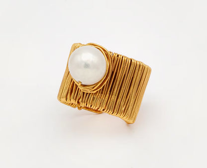 Anillo alambrado perla - RAÍCES Collection