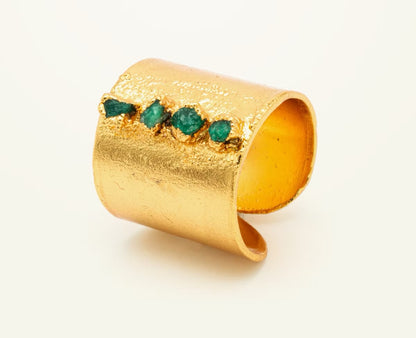 Anillo base ancha 5 esmeraldas - FUSIÓN Collection