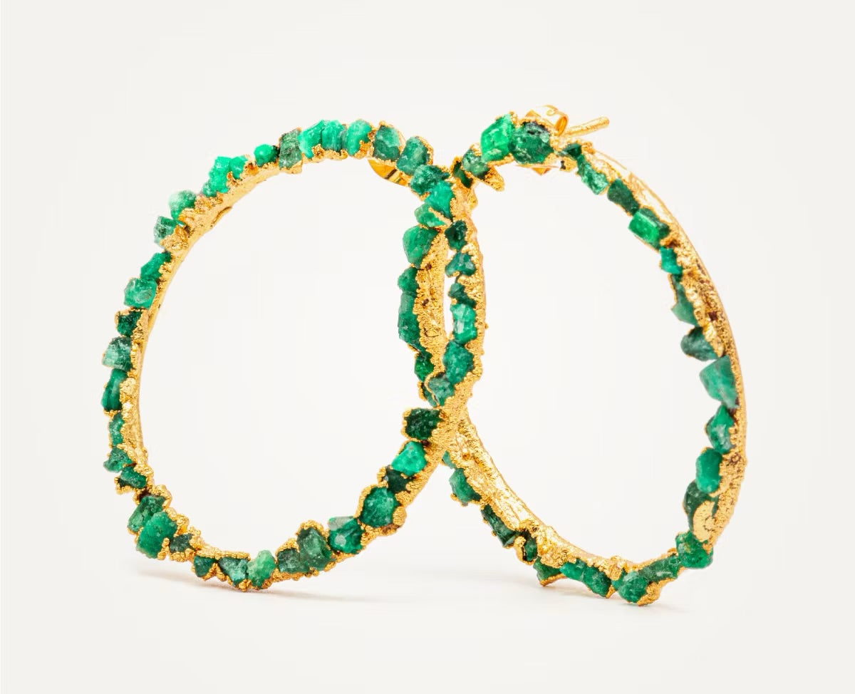 Medium Emerald Crown Stud Earrings - FUSION Collection