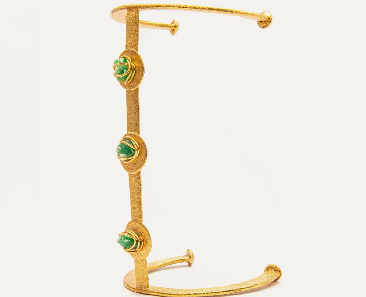 Brazalete Tubo 3 Esmeraldas Alambradas Grande