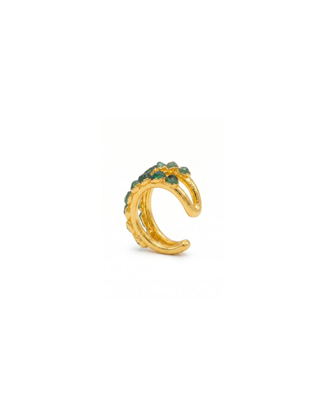 EARCUFF DOBLE LÍNEA ESMERALDA FUSIÓN