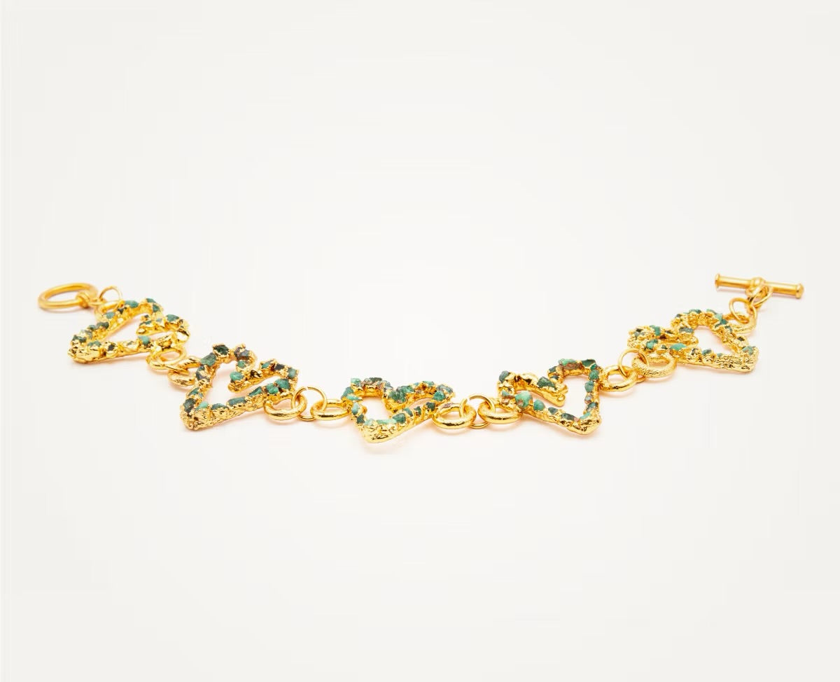 Pulsera  corazones esmeraldas  - L'AMOUR Collection