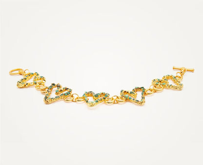 Pulsera  corazones esmeraldas  - L'AMOUR Collection