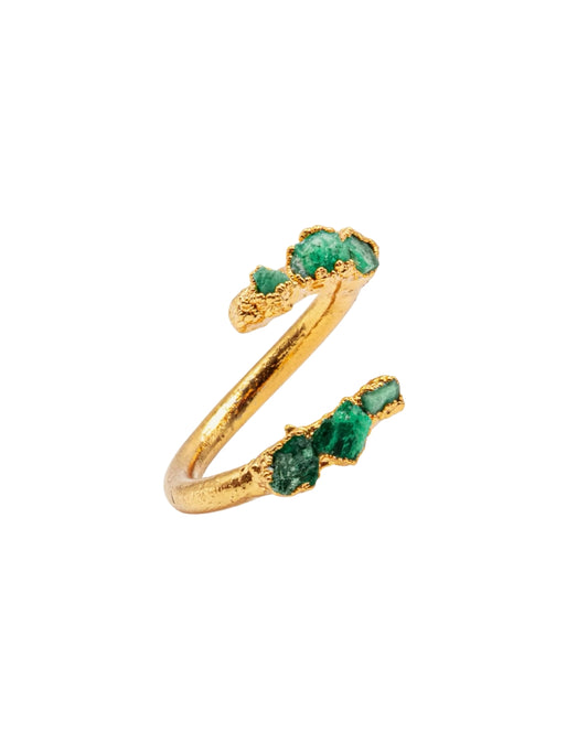 ANILLO ESPIRAL CON 6 ESMERALDAS FUSIÓN