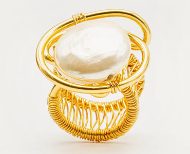 Anillo alambrado Perla plana