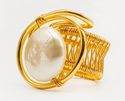 Anillo alambrado Perla plana