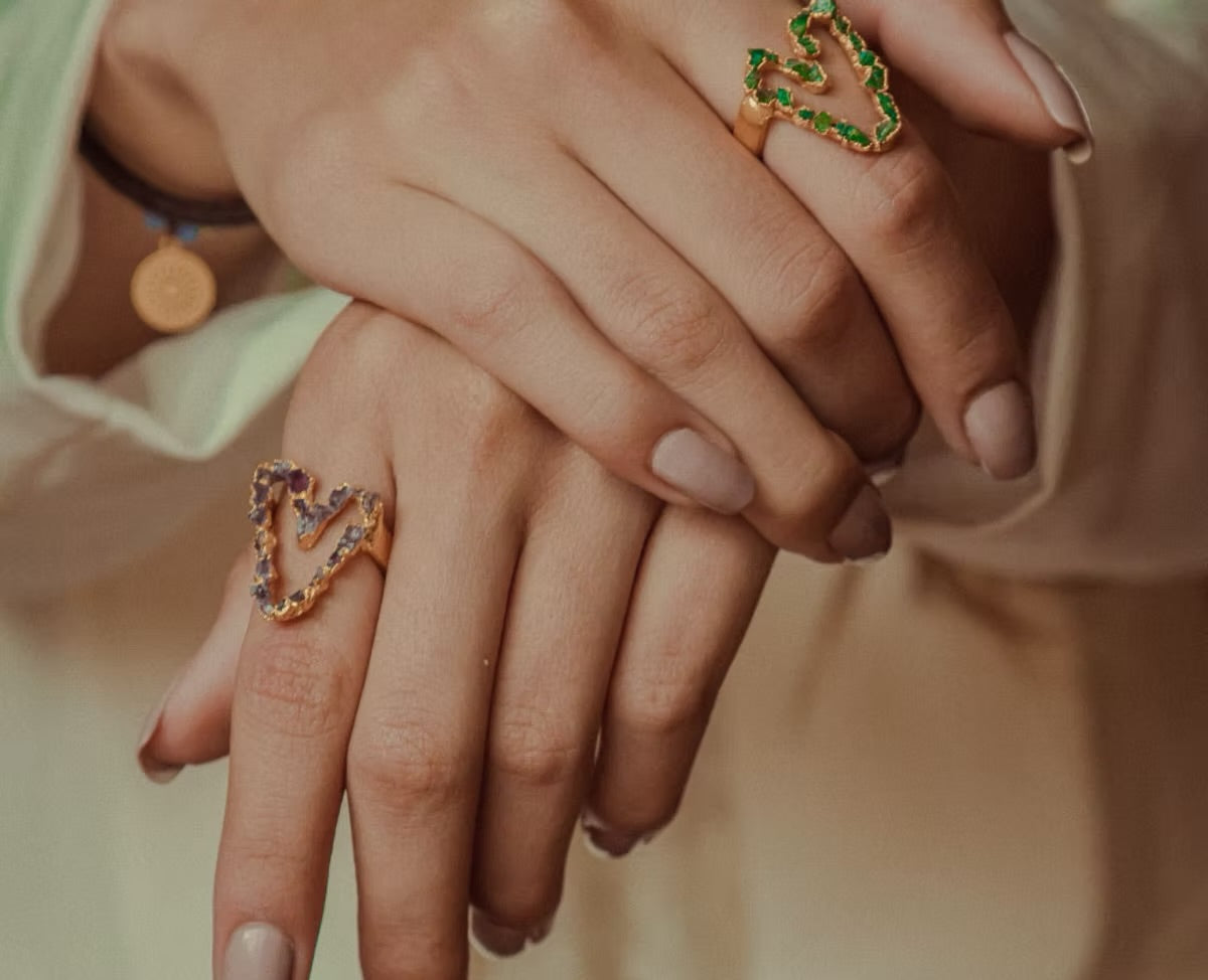 Anillo corazón amatista- L'AMOUR Collection