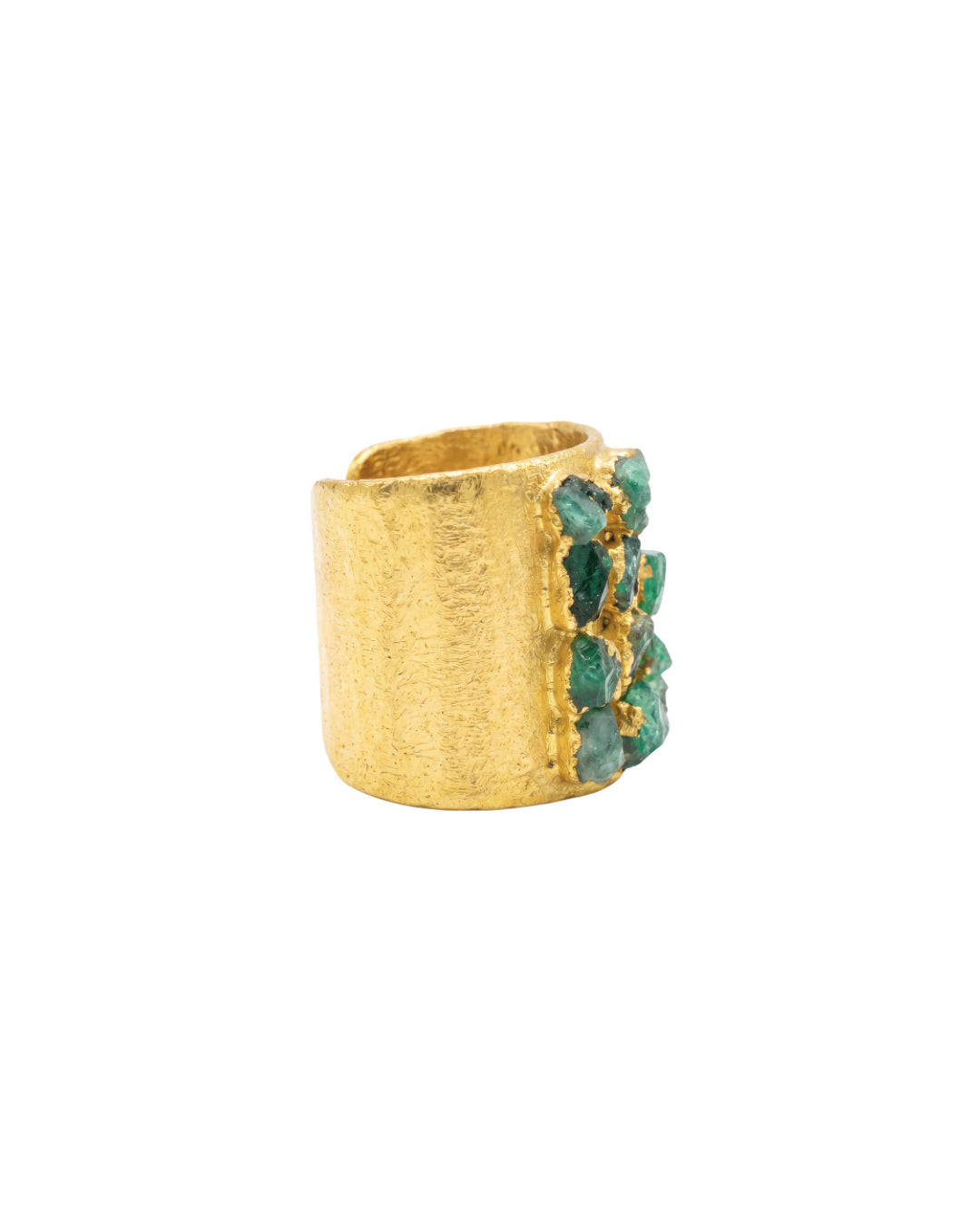 Wide Mosaic Ring with 9 Fusion Stones