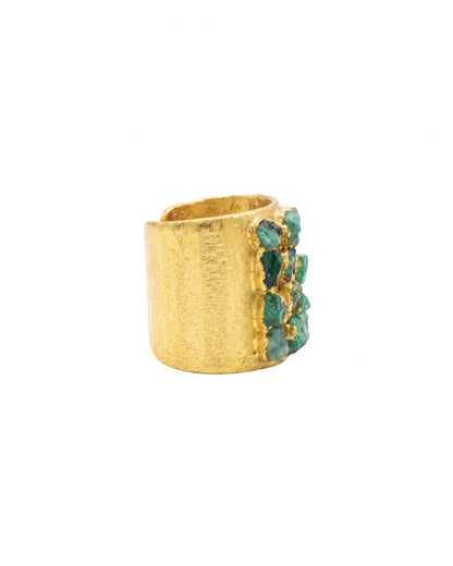 Wide Mosaic Ring with 9 Fusion Stones