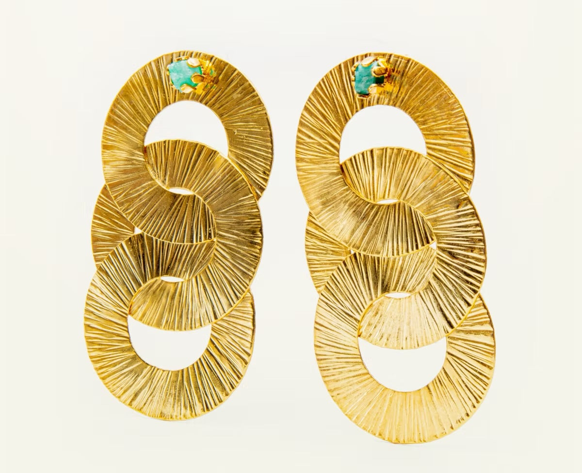 MAXI TOPO 3 círculos entrelazados martillado Esmeralda