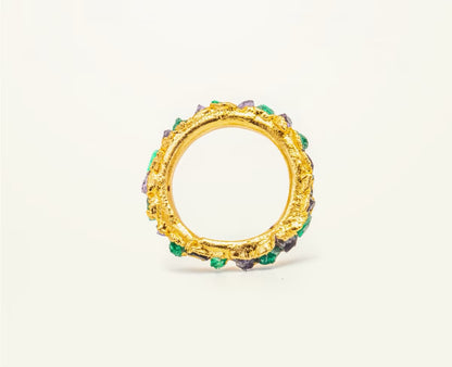 Anillo sin fin mix esmeralda y amatista  - FUSIÓN Premium Collection