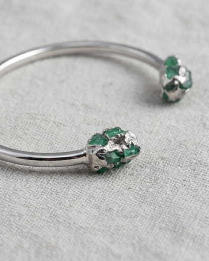 BRAZALETE NUGGET ESMERALDA PLATA 925