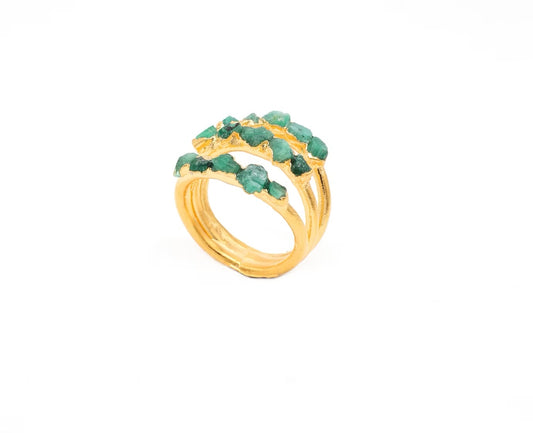 Anillo 3 Líneas esmeraldas - FUSIÓN Collection