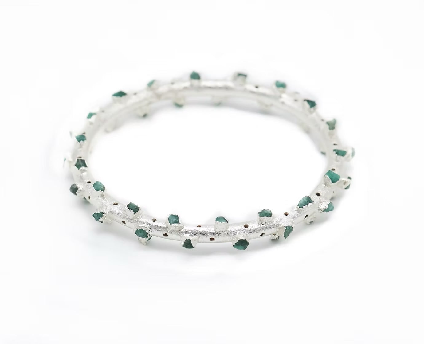 Brazalete Chunky Plata 925 esmeralda fusión