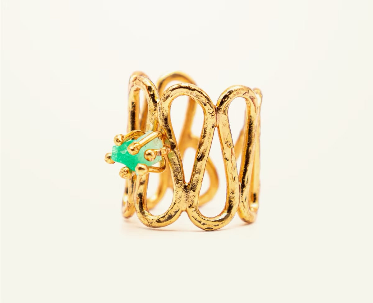 Anillo ondas Esmeralda