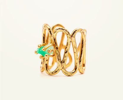 Anillo ondas Esmeralda
