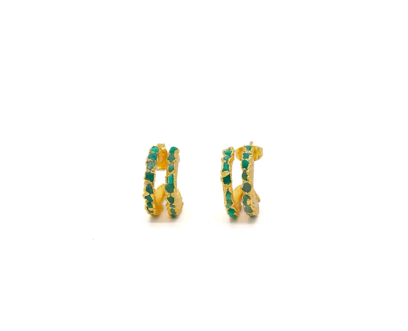Emerald Double Line Flat Hoop Earrings - FUSION