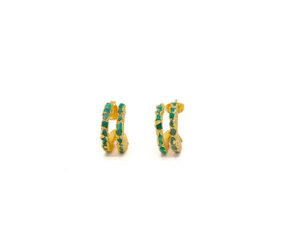 Emerald Double Line Flat Hoop Earrings - FUSION