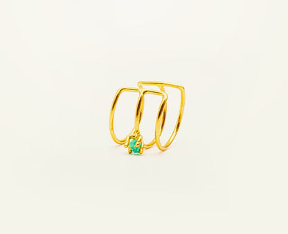 Earcuff grande 3 Líneas Esmeralda