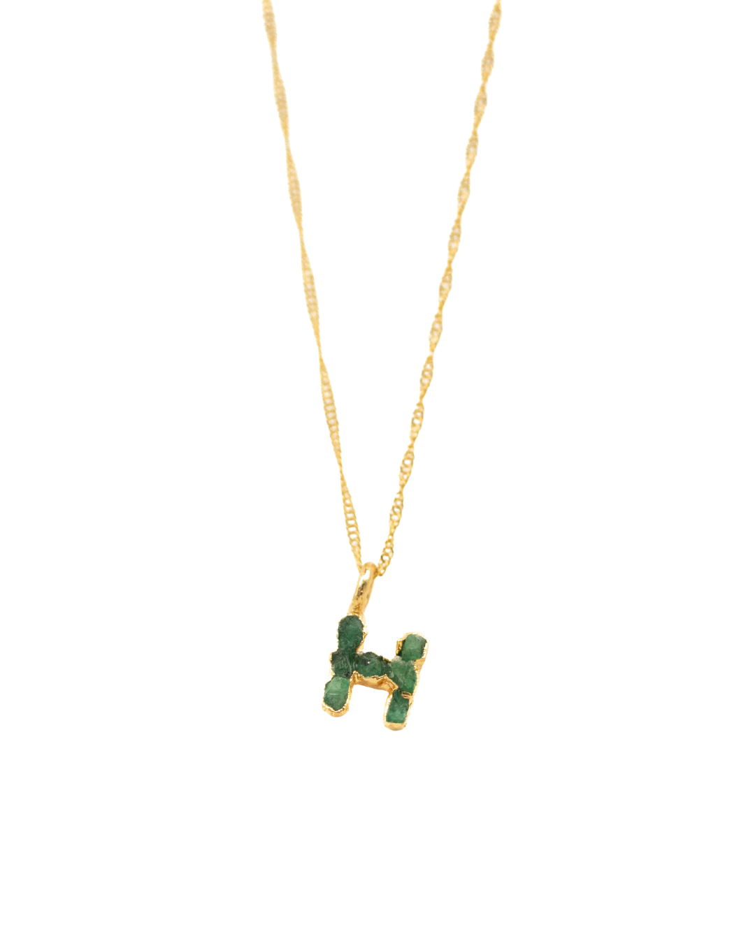 I pendant with chain, small emerald lettering, FUSION