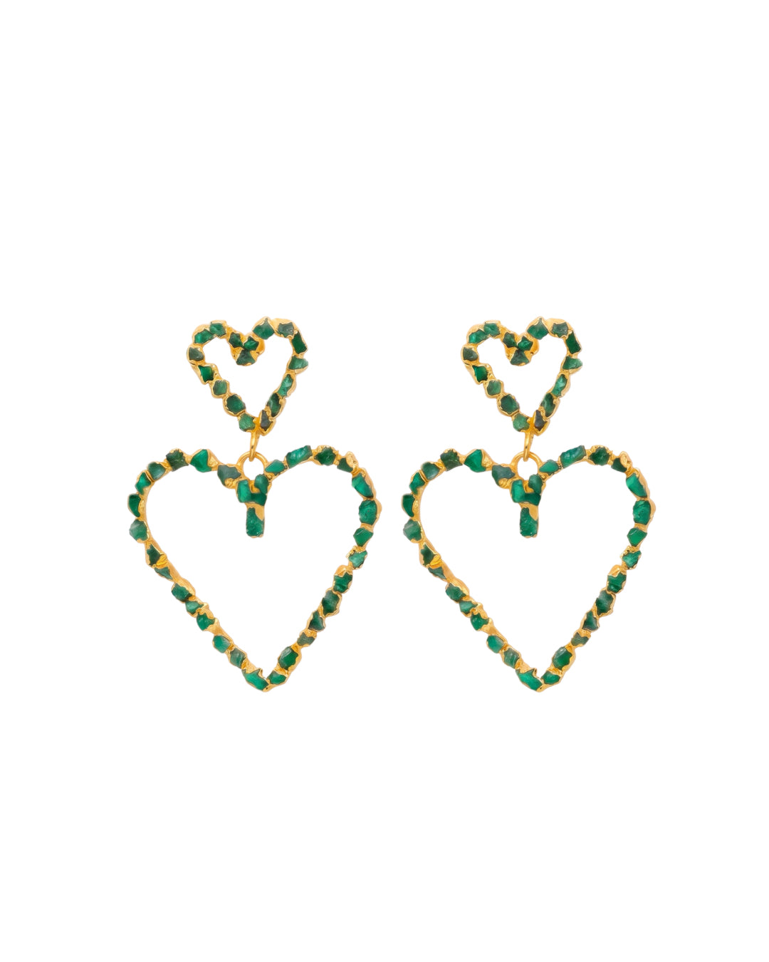 Maxi double heart emerald earring