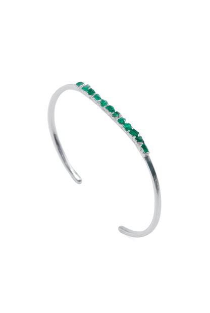BRAZALETE MEDIA LUNA PLATA 925 ESMERALDA FUSIÓN