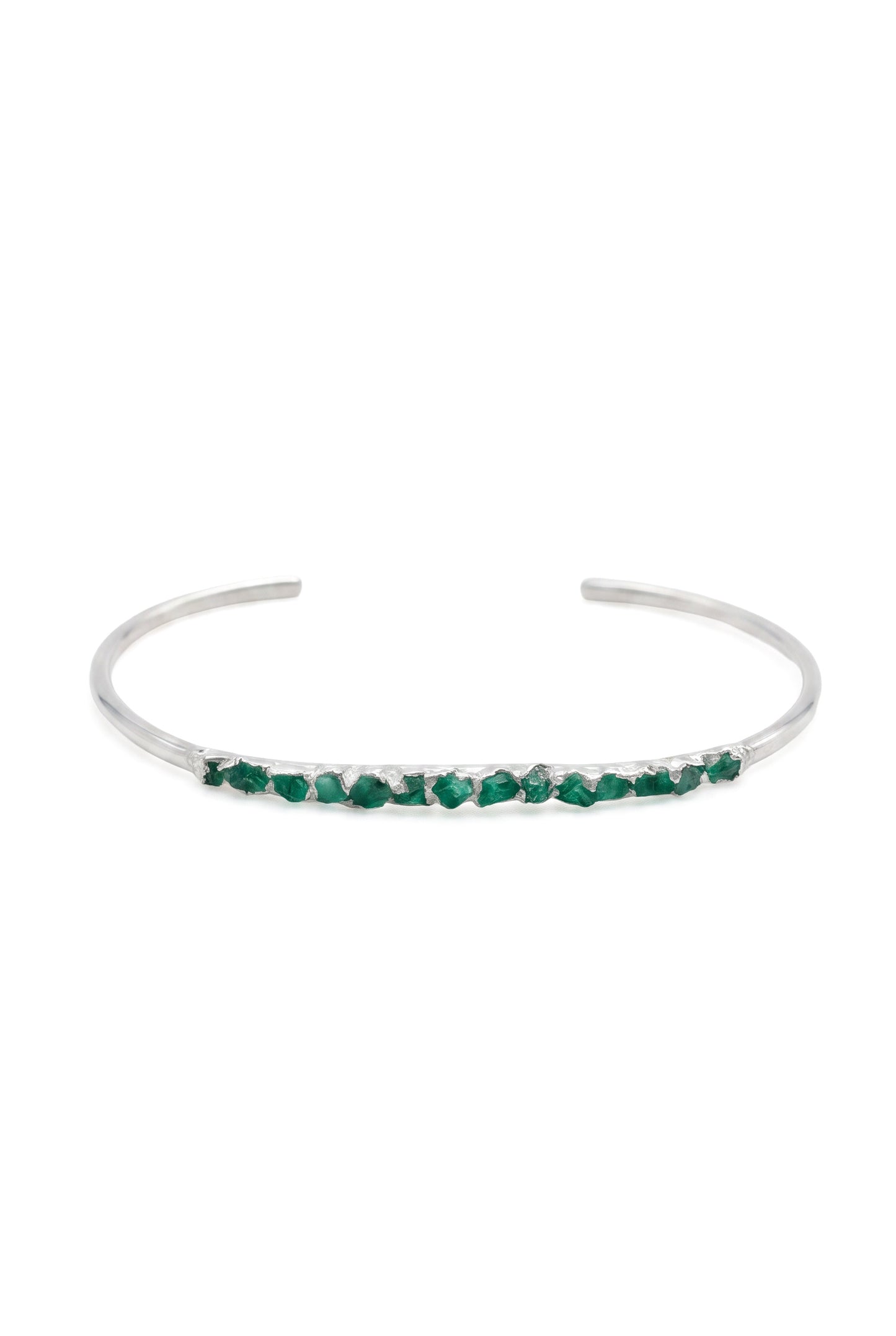 BRAZALETE MEDIA LUNA PLATA 925 ESMERALDA FUSIÓN