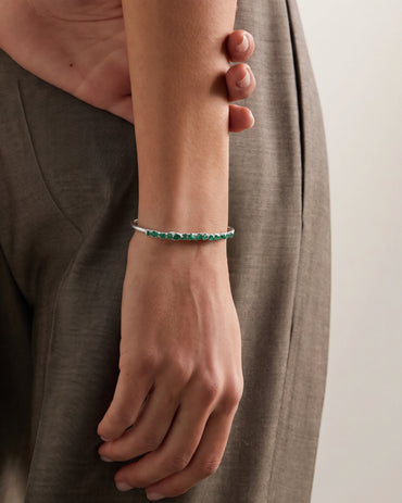BRAZALETE MEDIA LUNA PLATA 925 ESMERALDA FUSIÓN