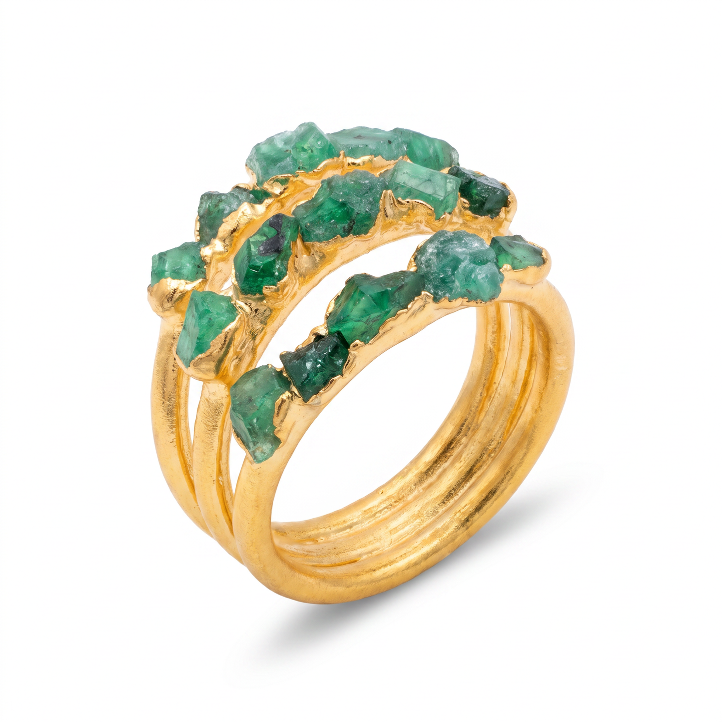 ANILLO 3 LÍNEAS ESMERALDAS FUSIÓN