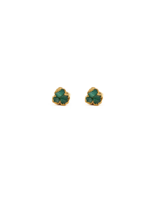 Mini Stud Earrings 3 Emeralds - FUSION Collection