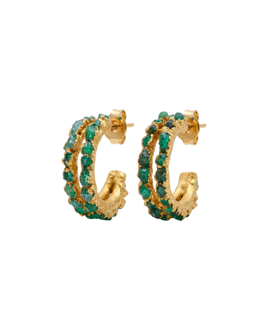 Emerald double-line hoop earring - FUSION Collection